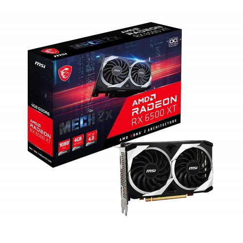 MSI RX 6500 XT 4GB GDDR6 OC Mech Radeon Graphic Card - RX 6500 XT MECH 2X 4G OC